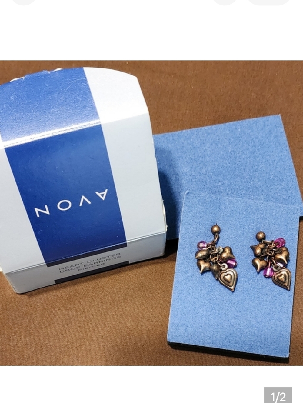Vintage Y2K‎ Avon Bronze Color Hearts Pierced Earrings NWT